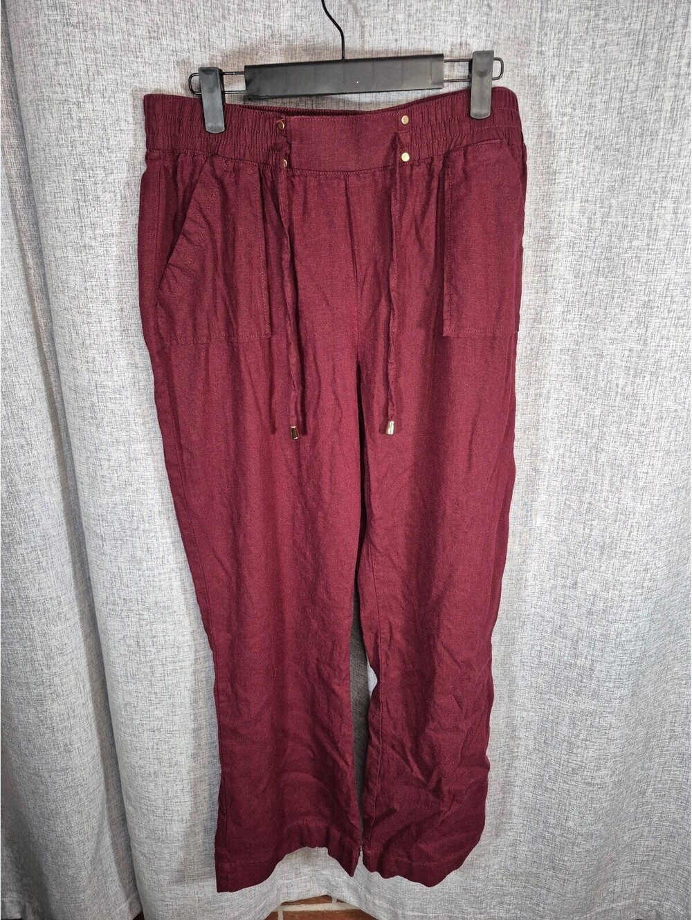 Ci Sono Women’s Large Wine Linen Blend Lounge Pants Pull-On Drawstring